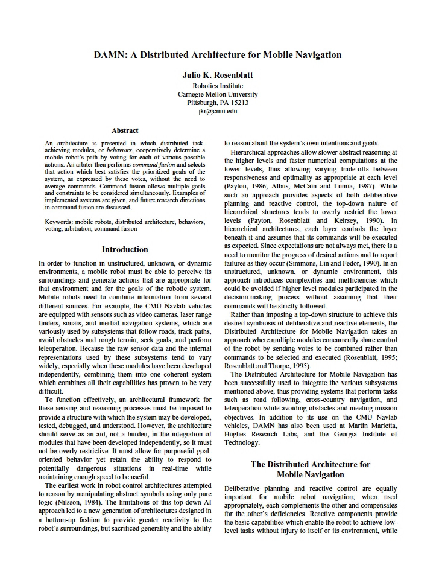 DAMN Architecture Paper - CSCI 584