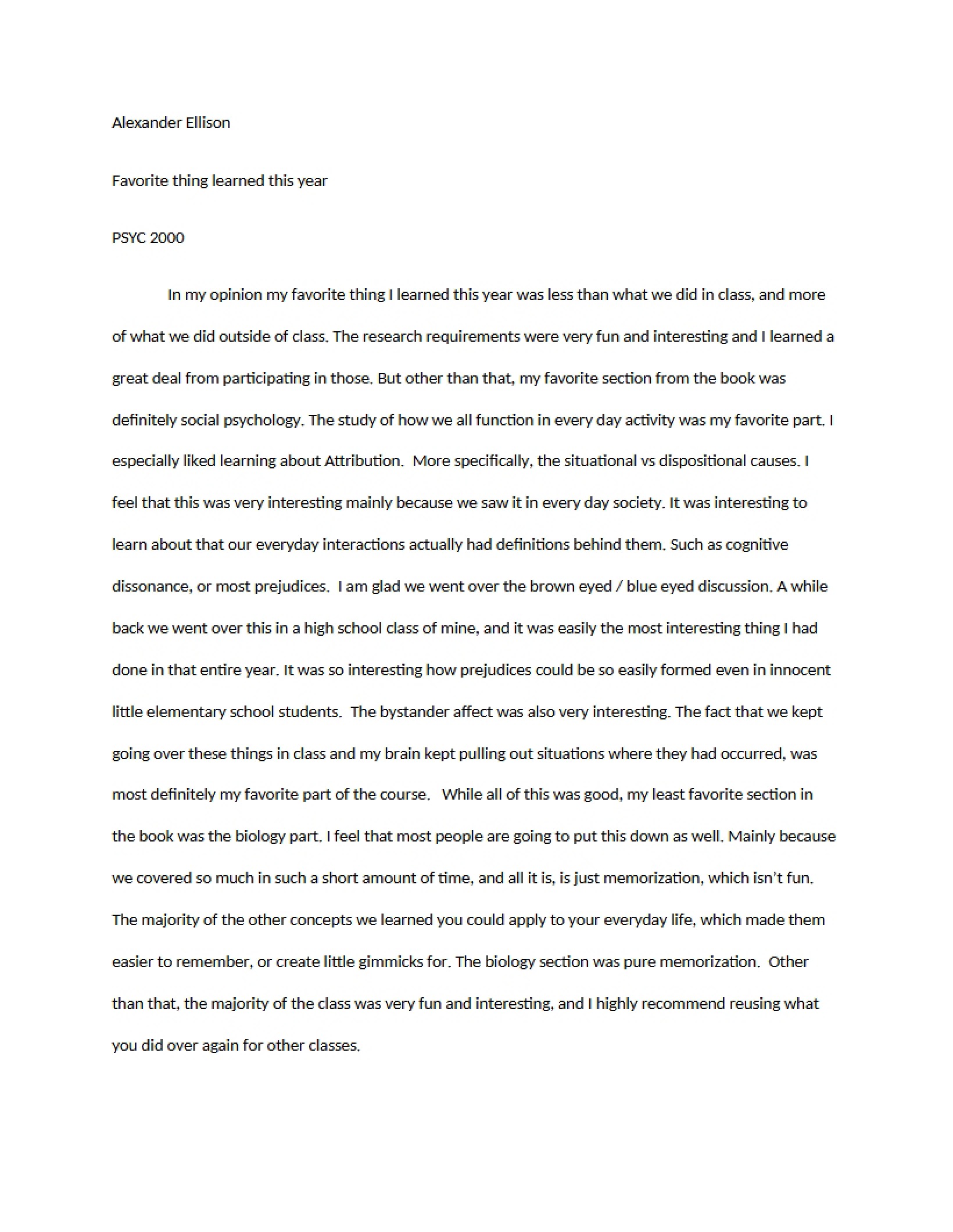 Psychology Essay