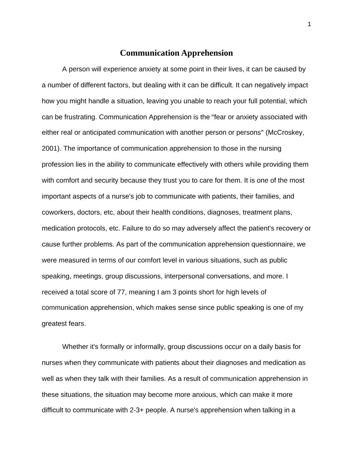 Impact of Communication Apprehension on Nursing
