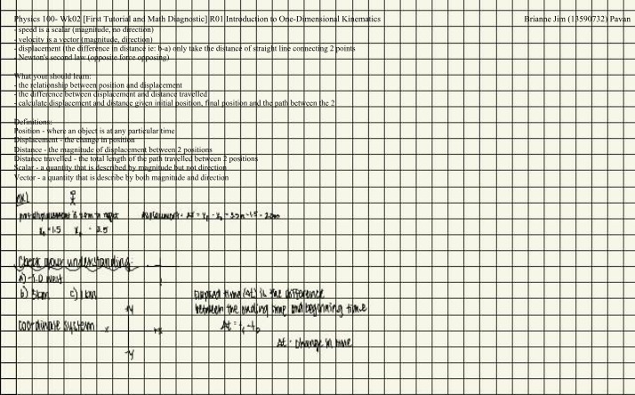 One-Dimensional Kinematics - Tutorial and Math Diagnostic