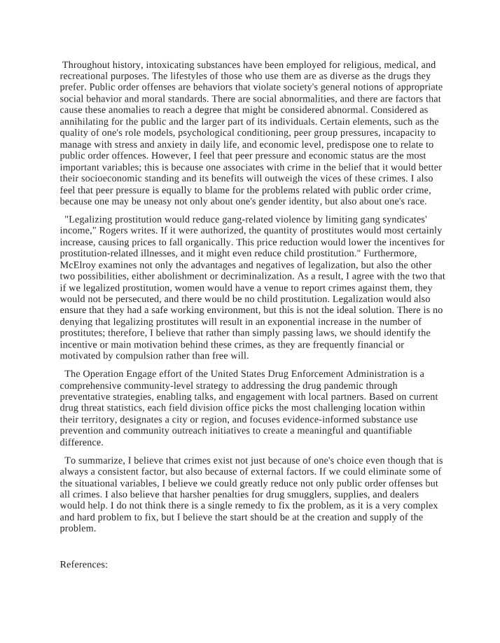 Public Order Offenses - Causes and Solutions