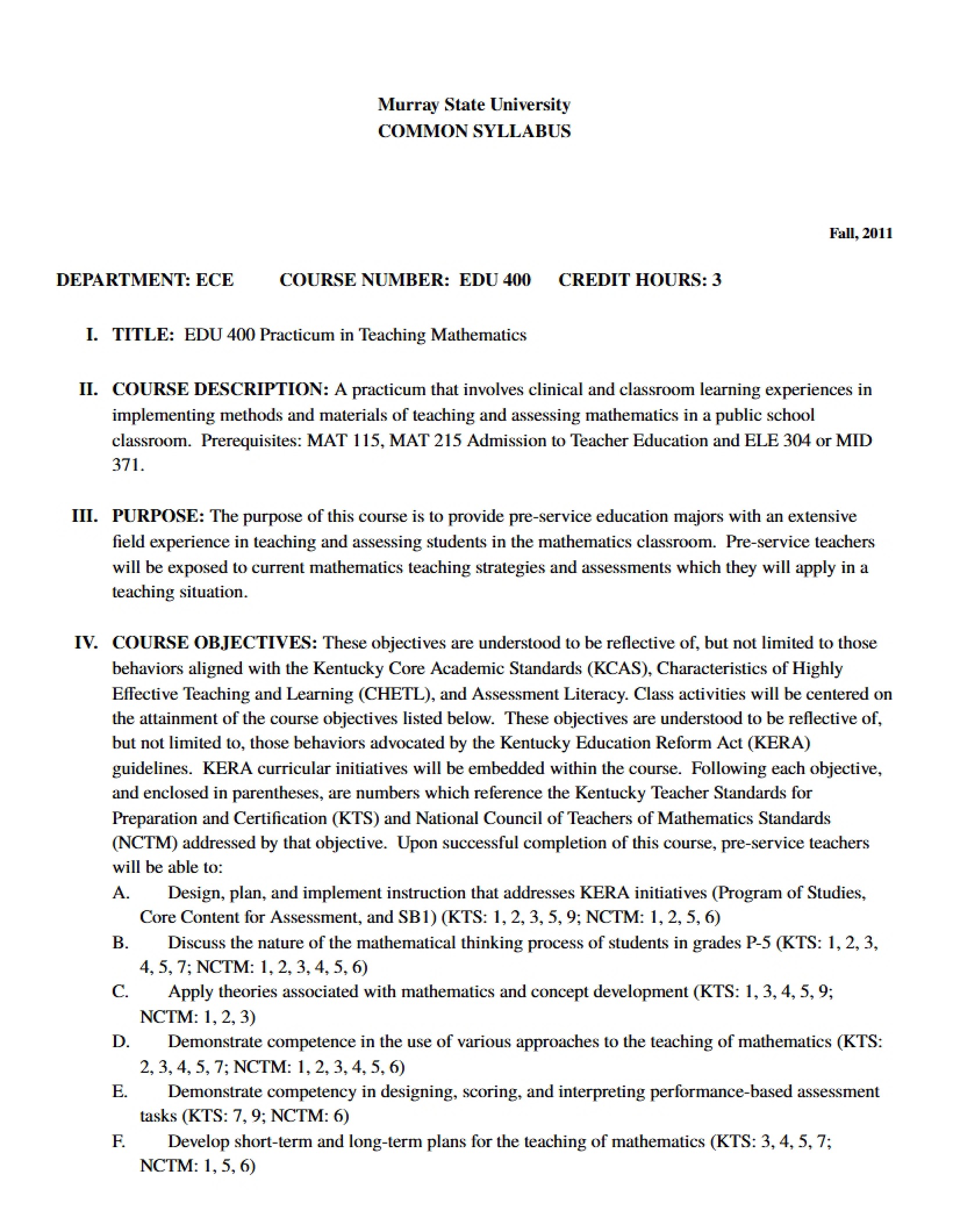 Syllabus - EDU 400