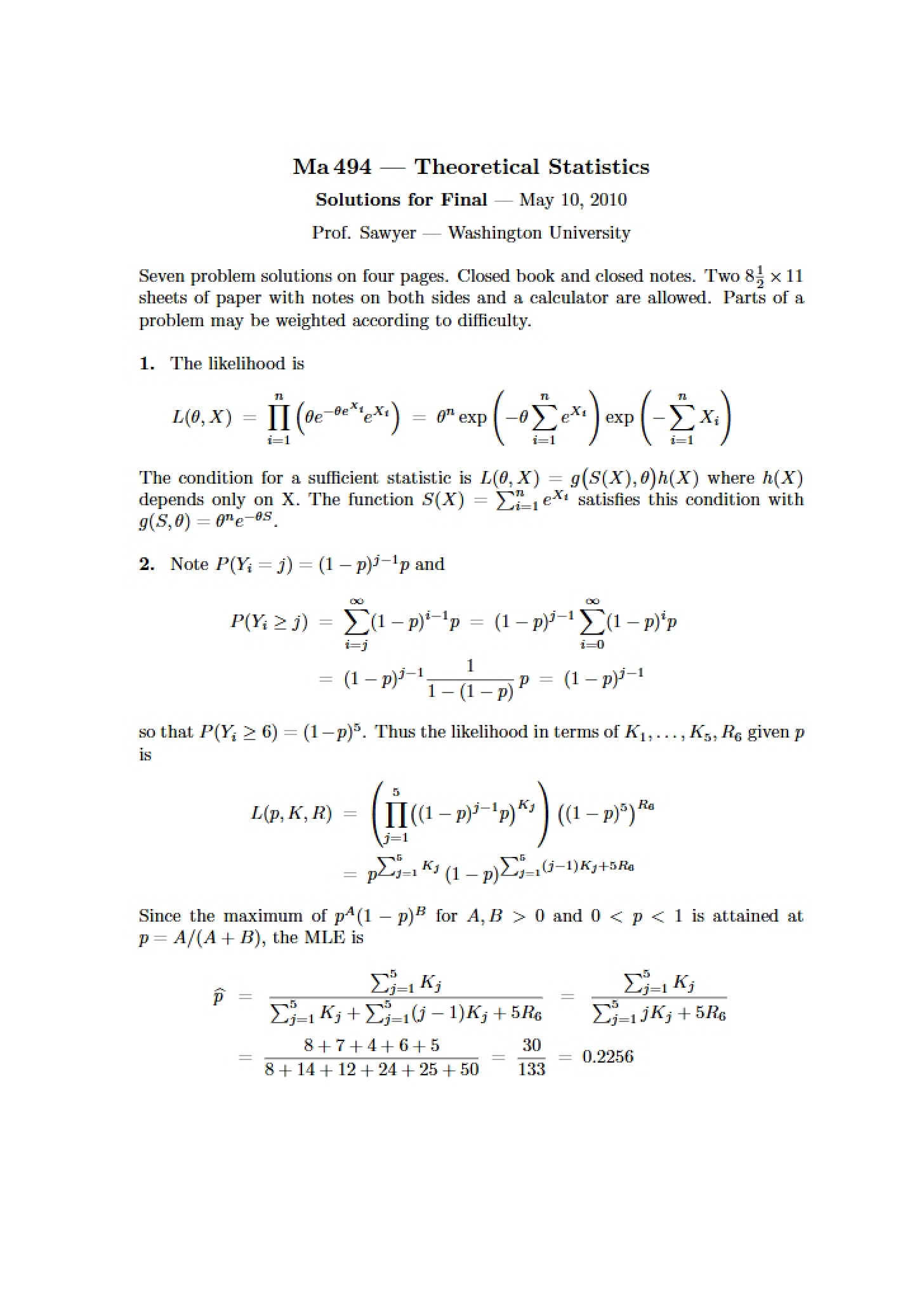 Final Exam Answer Key