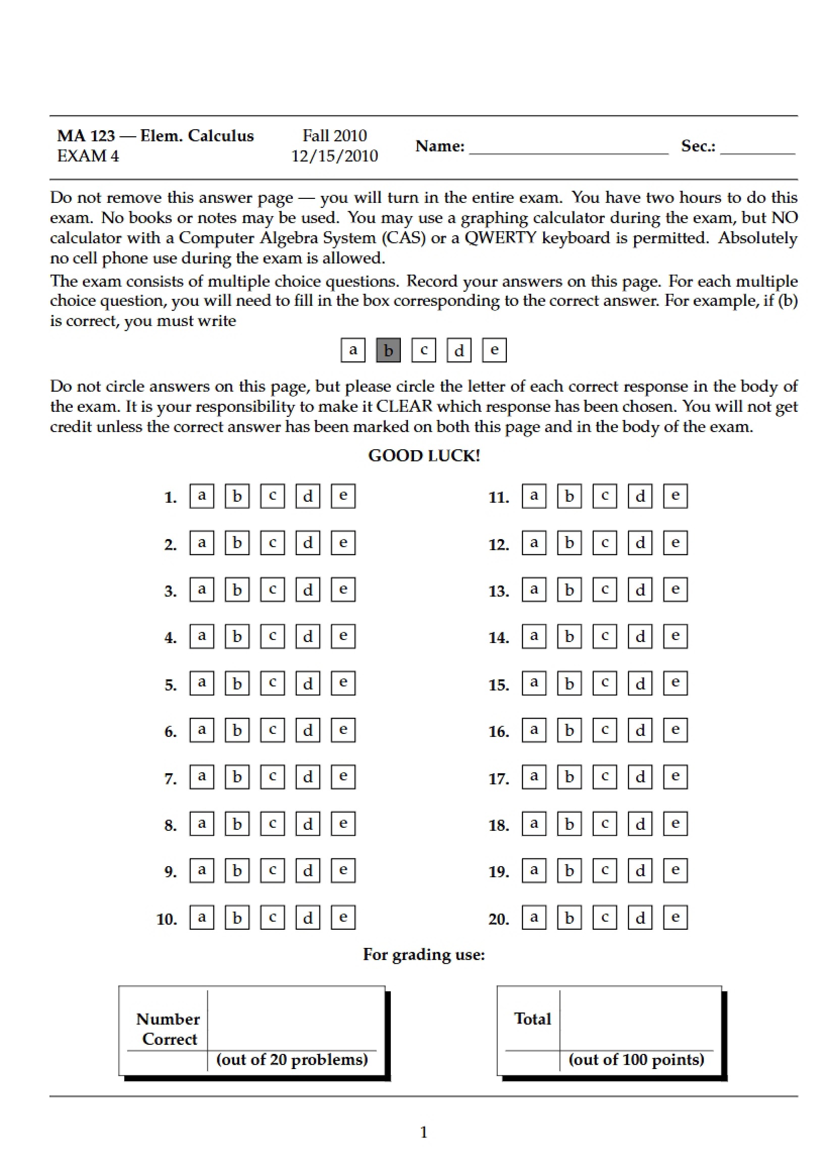 Elementary Calculus Course Material