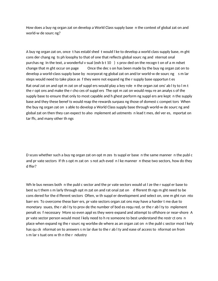 Supply Base Development in Globalization