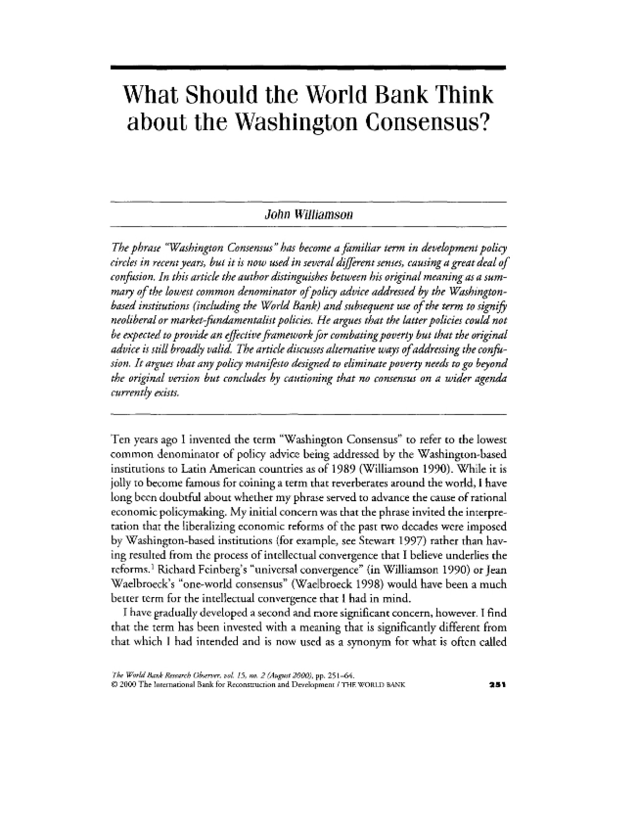 Article by John Williamson