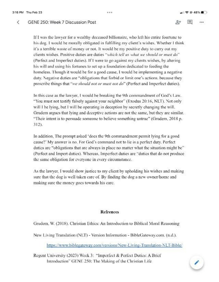 Week 7 Discussion Post - GENE 250