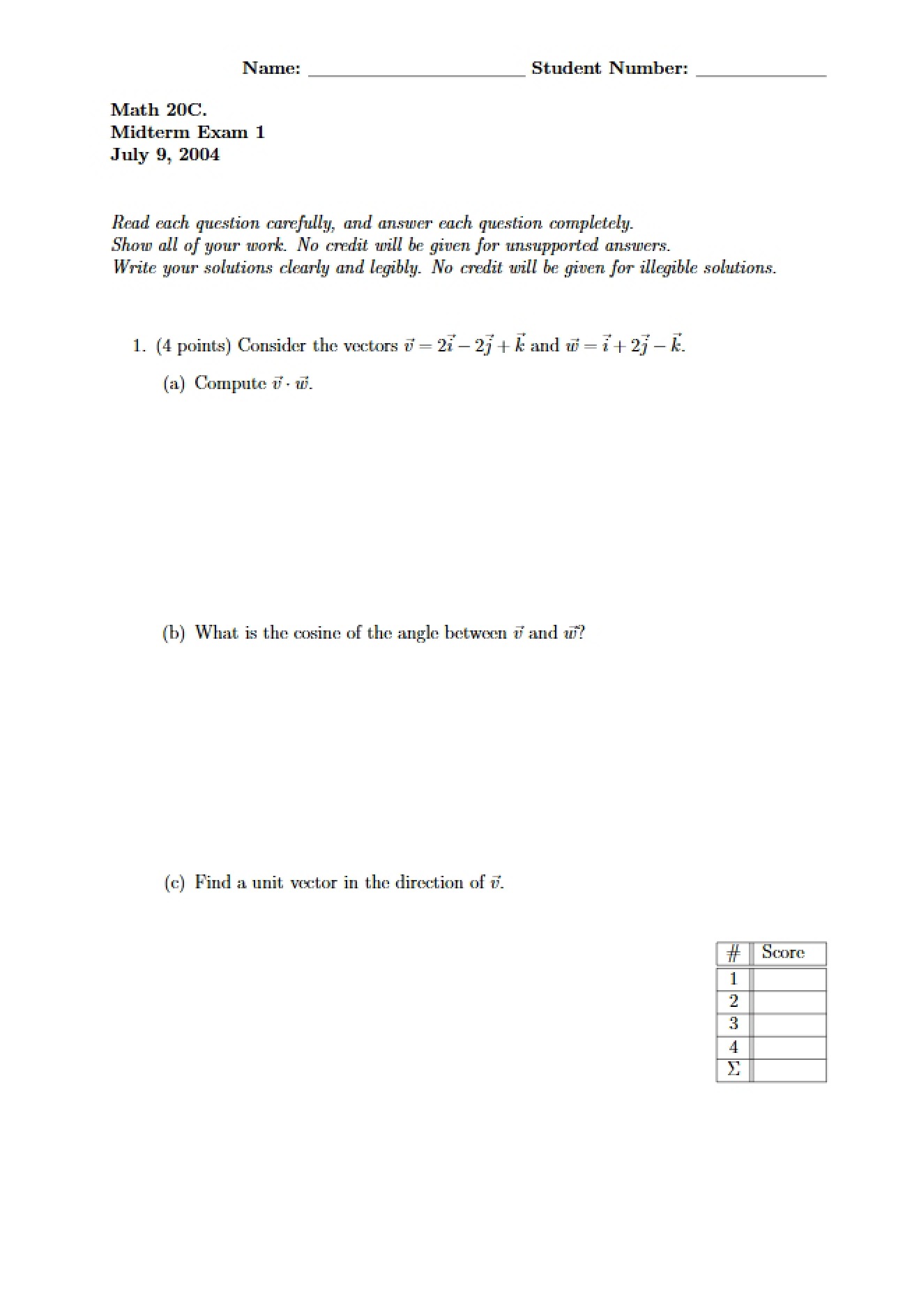 Calculus Exam