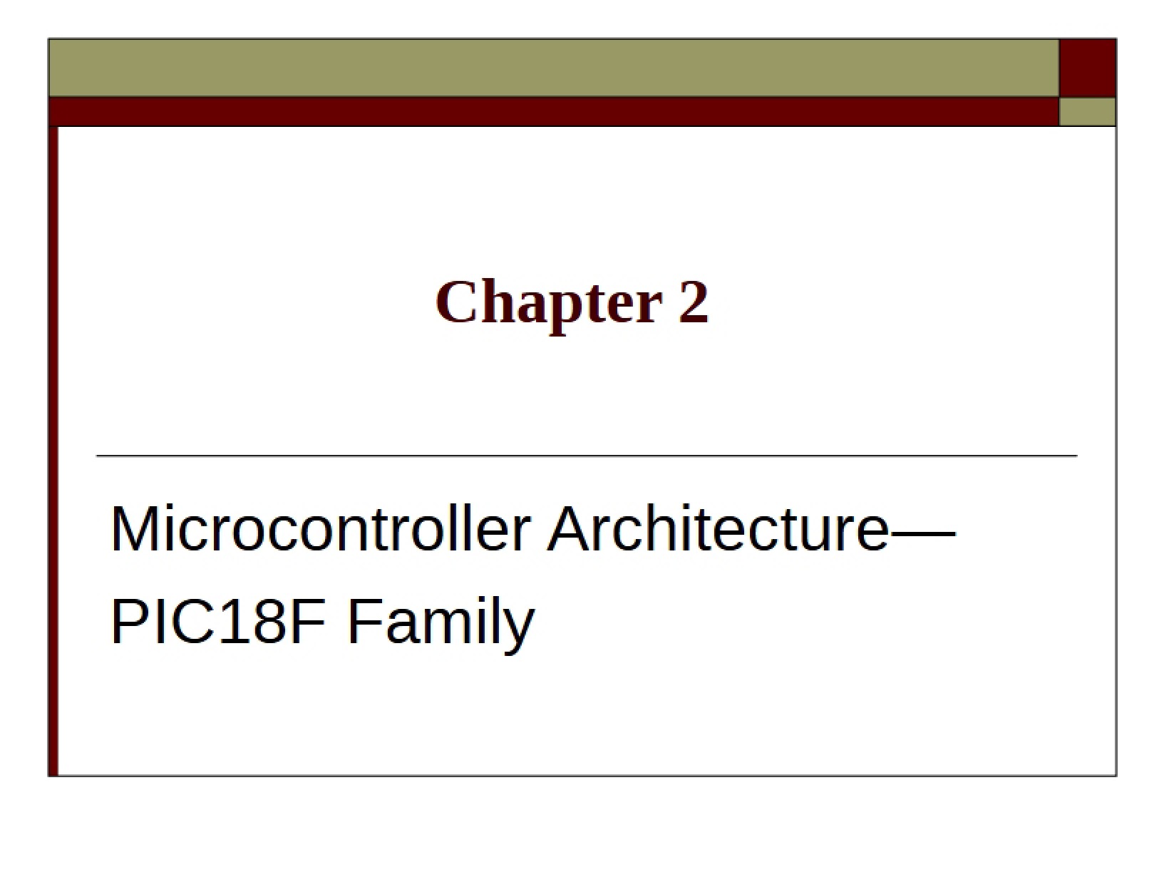 Microcontroller Architecture (Chapter 2)