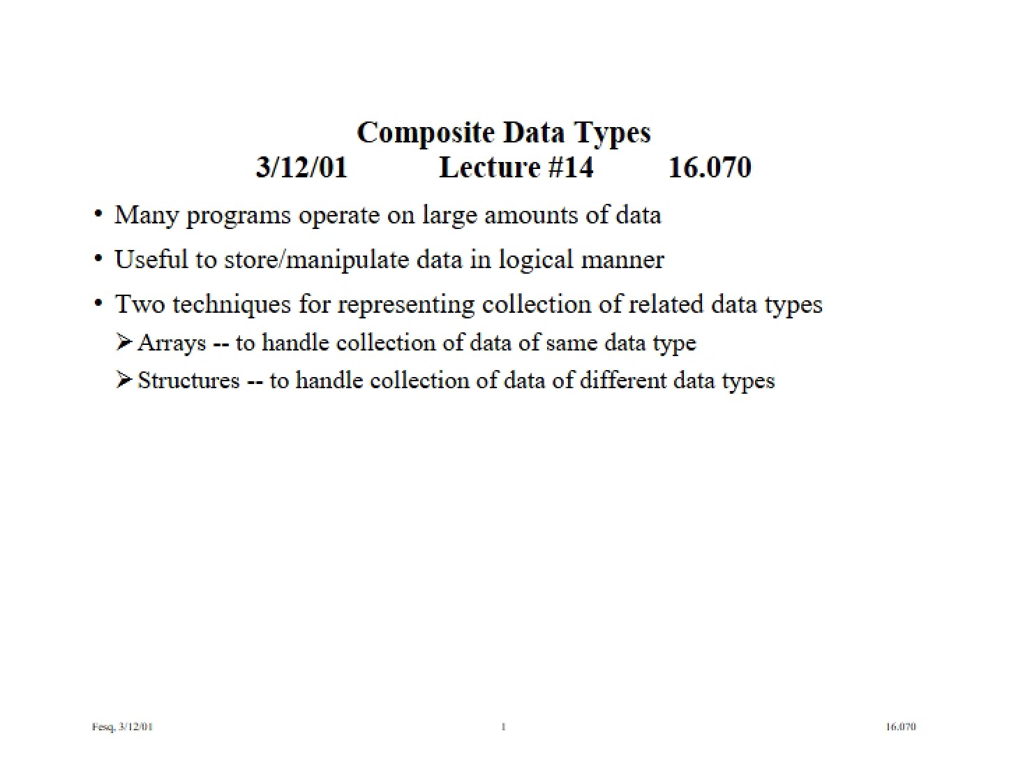 Data Types (Composite)