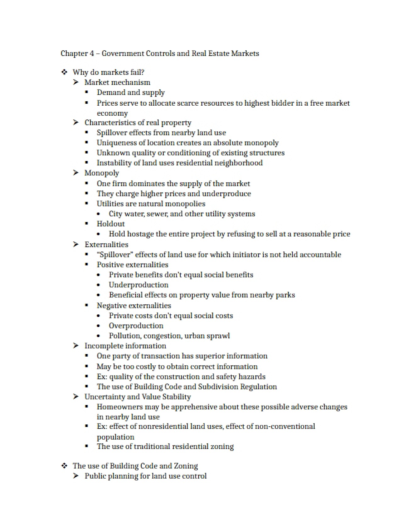 Real Estate Markets and Government Controls (Chapter Four)
