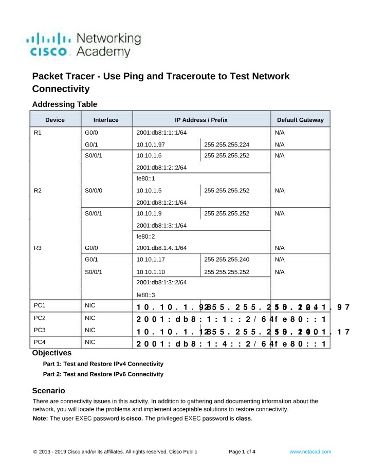 Network Connectivity Testing with Ping and Traceroute
