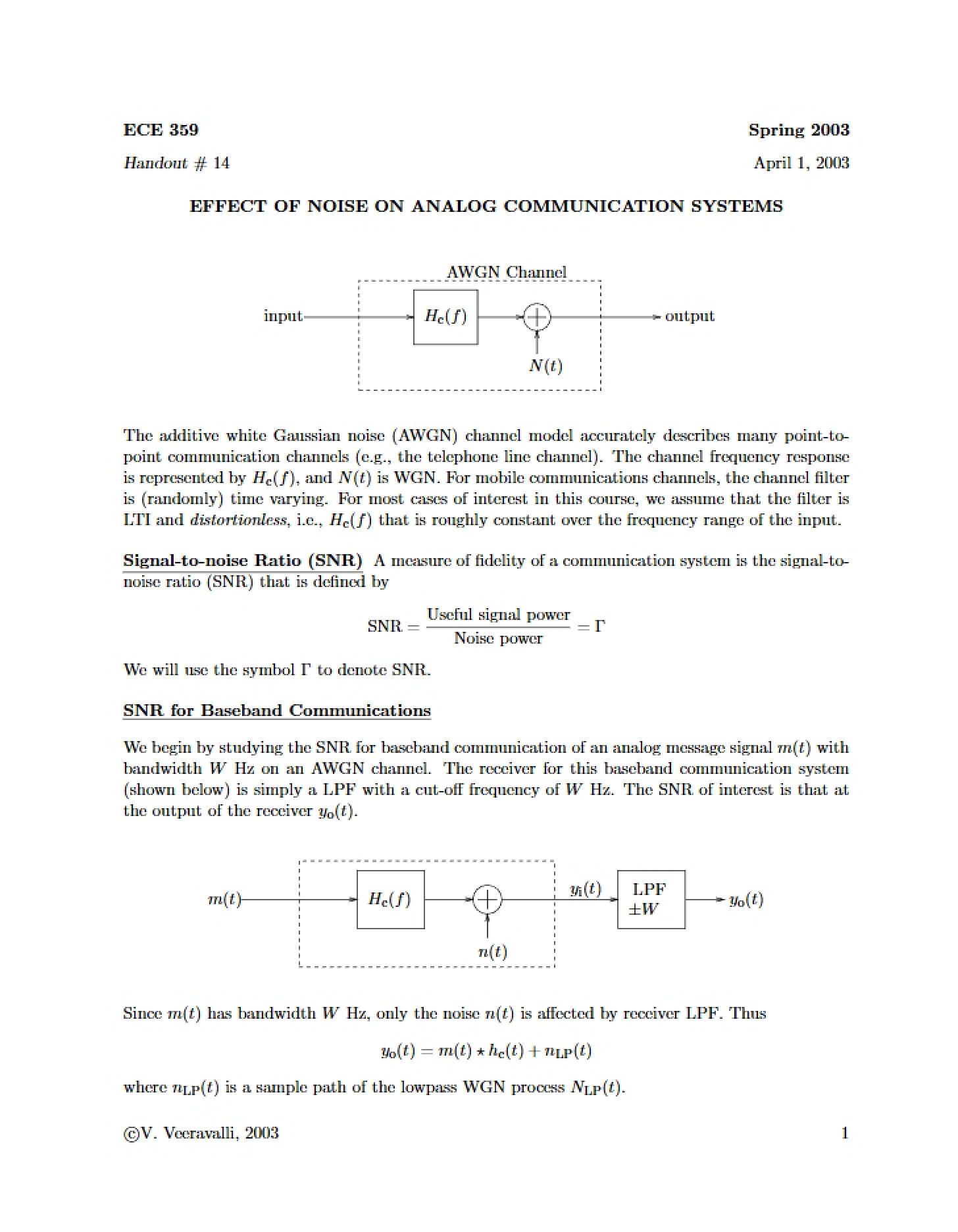 Noise in Analog Communication Systems