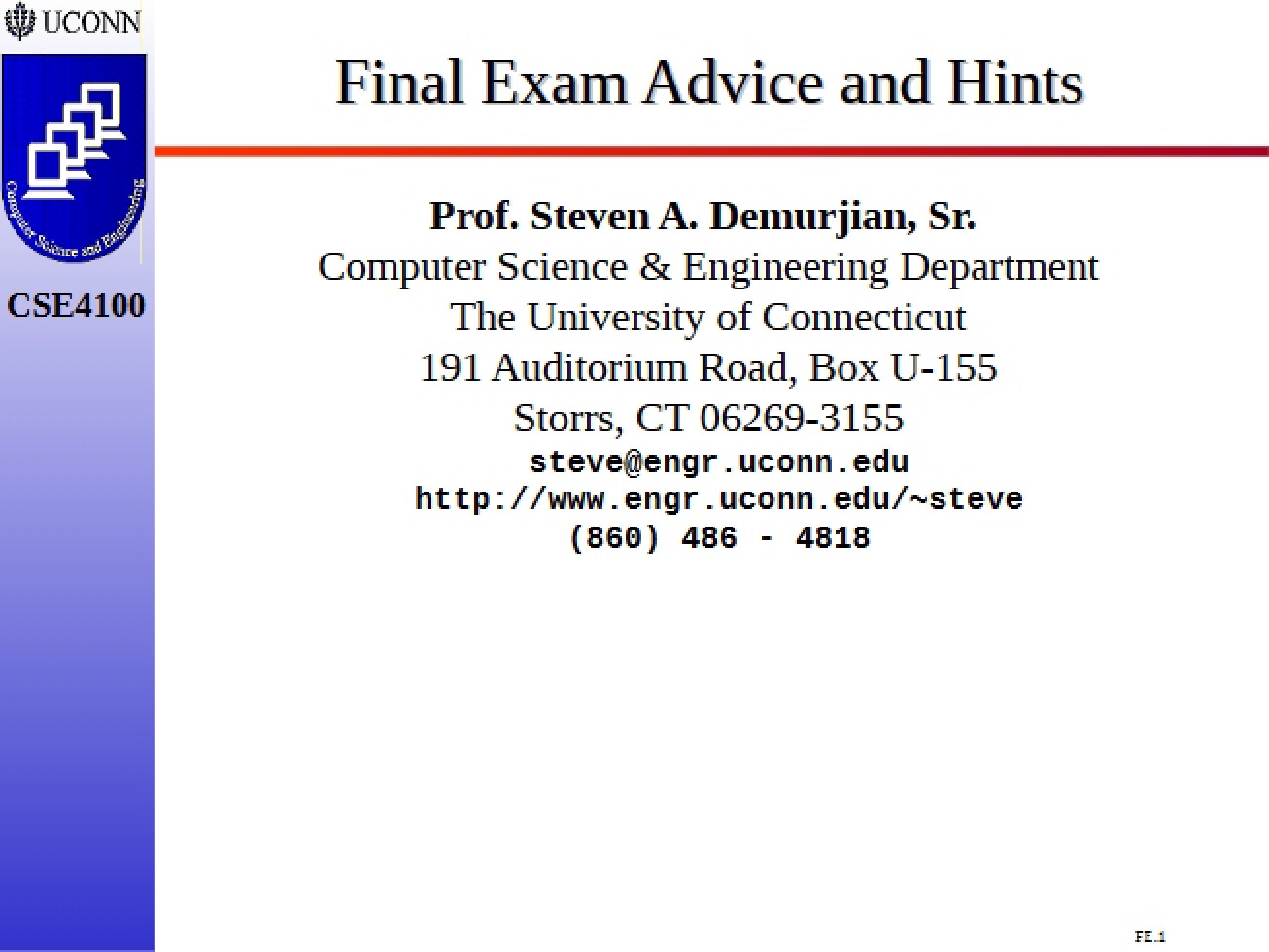 Final Exam Advice and Hints