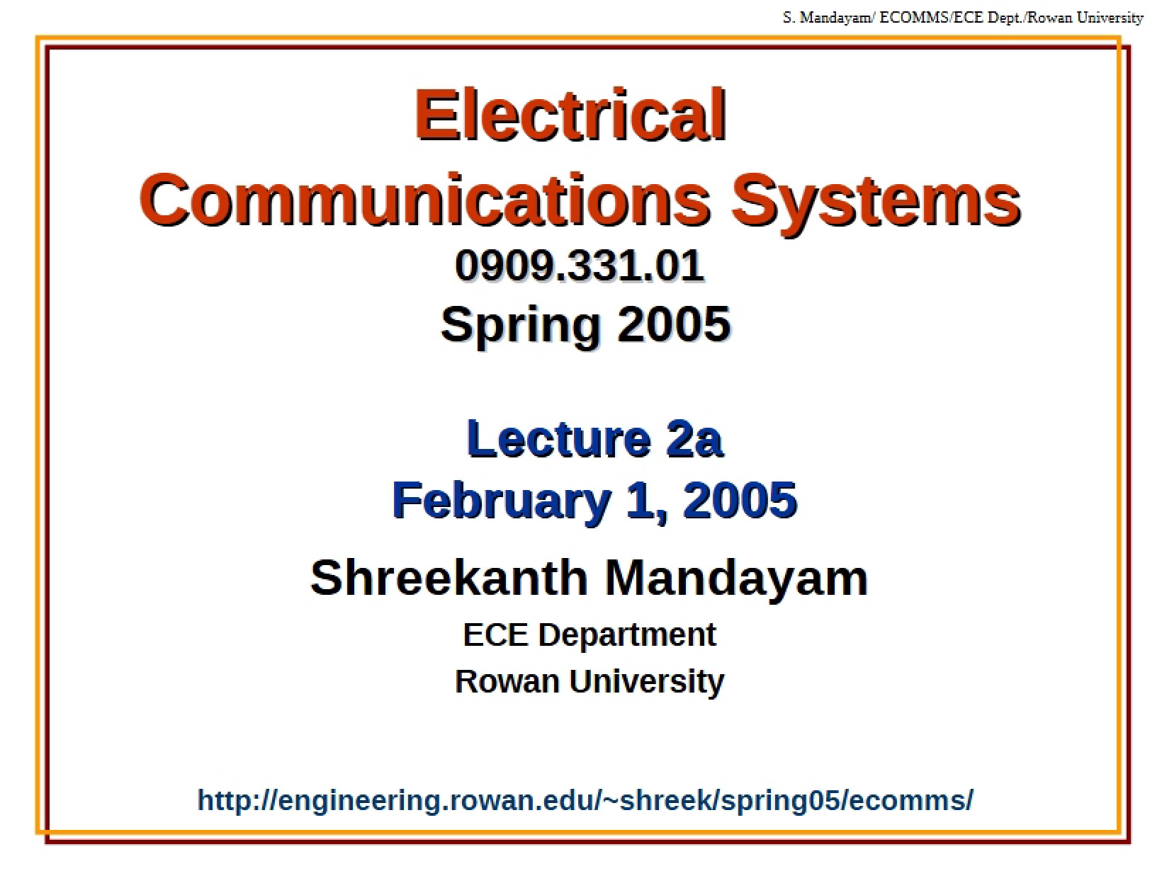 Electrical Communications System Slides