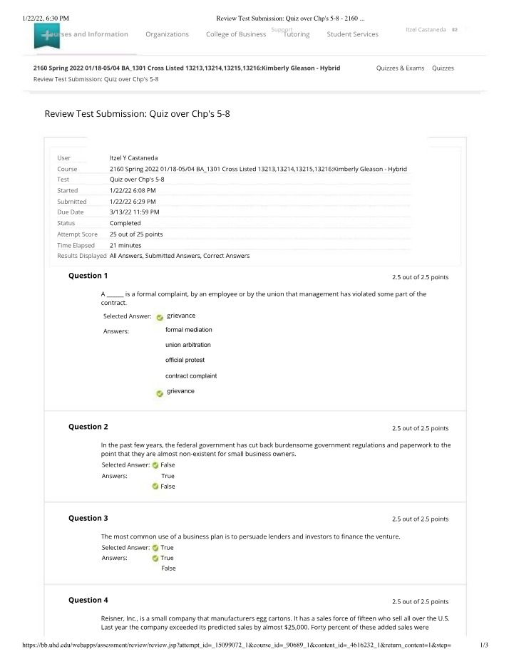Quiz on Chapters 5-8