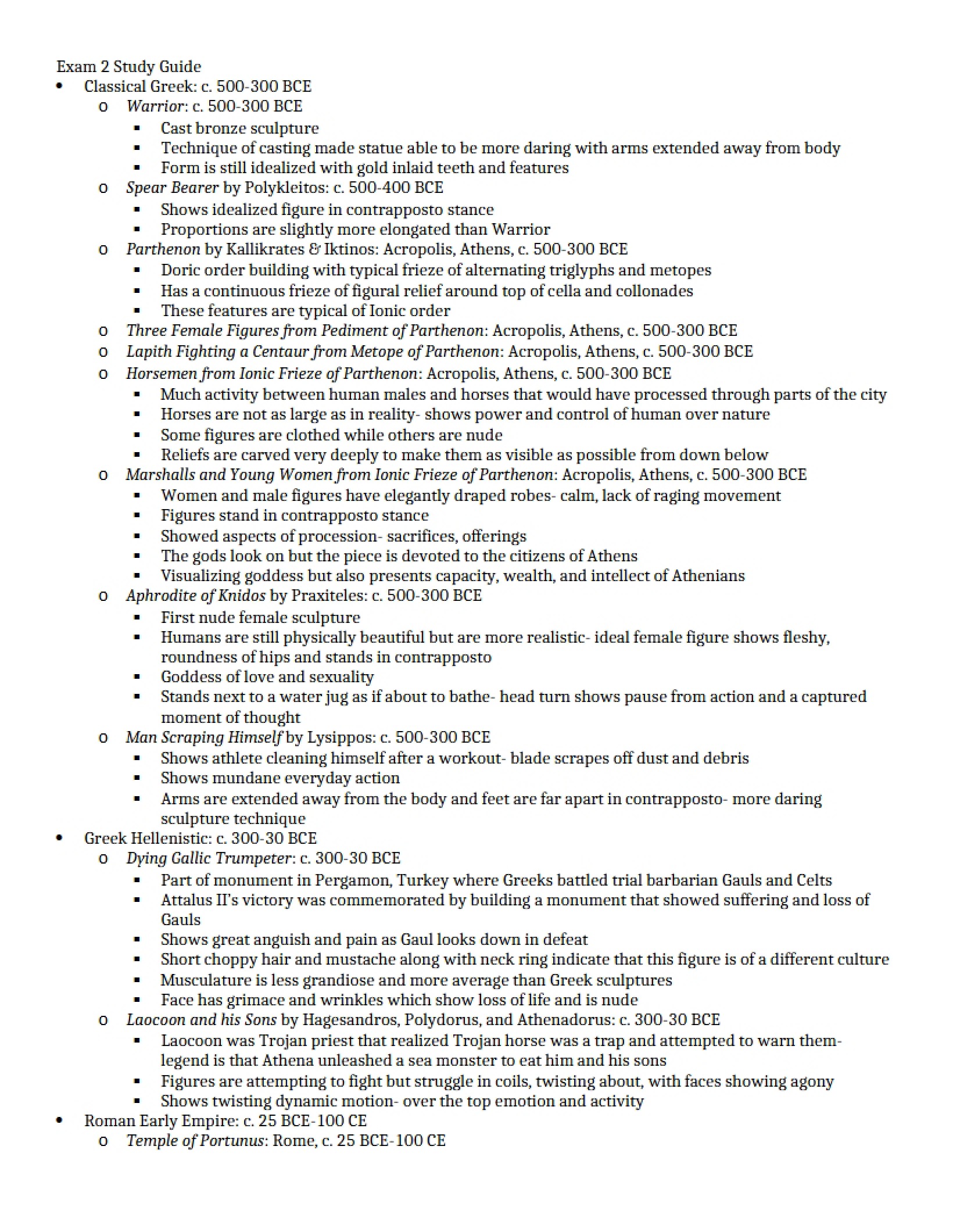Study Guide for Second Art Exam