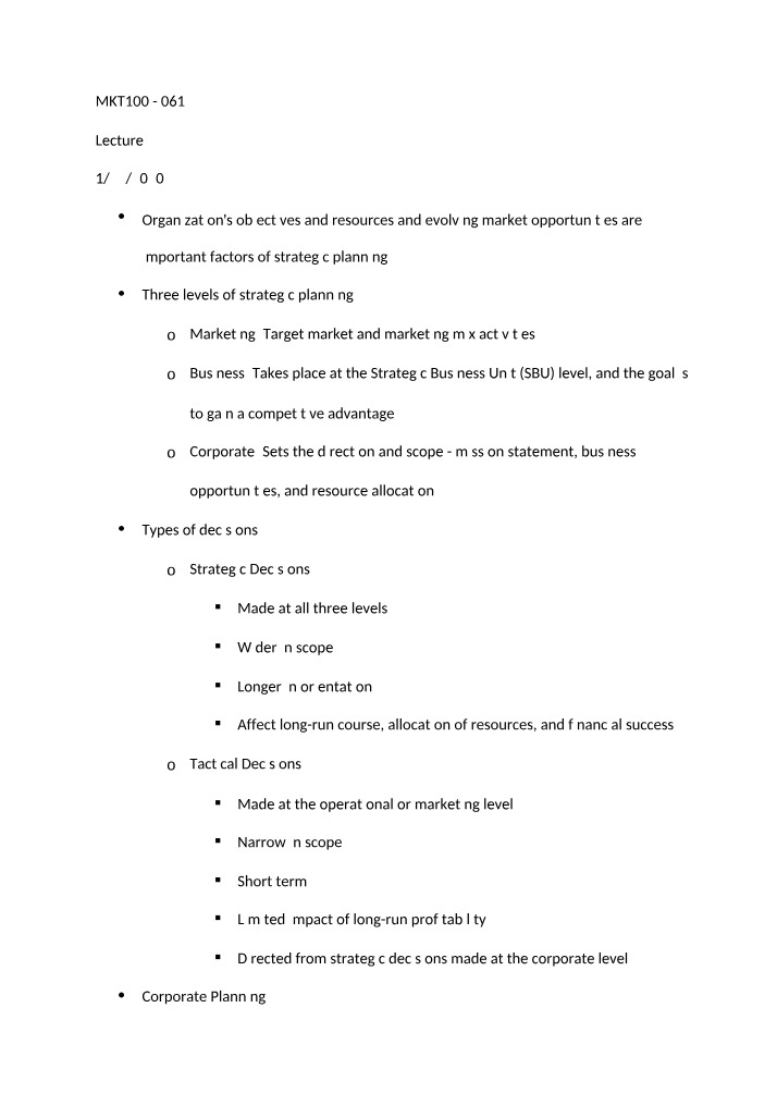 Strategic Planning in Marketing
