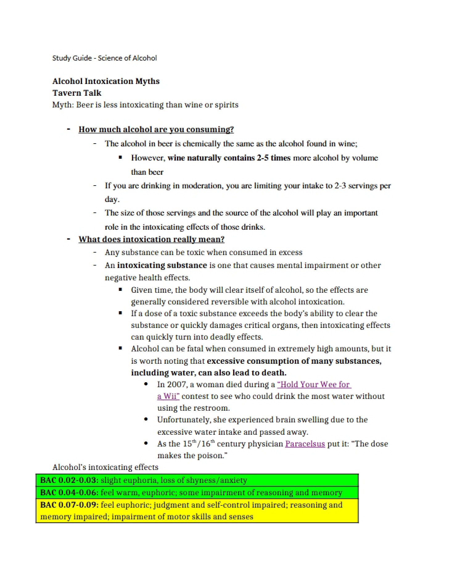 Science of Alcohol Learning Guide