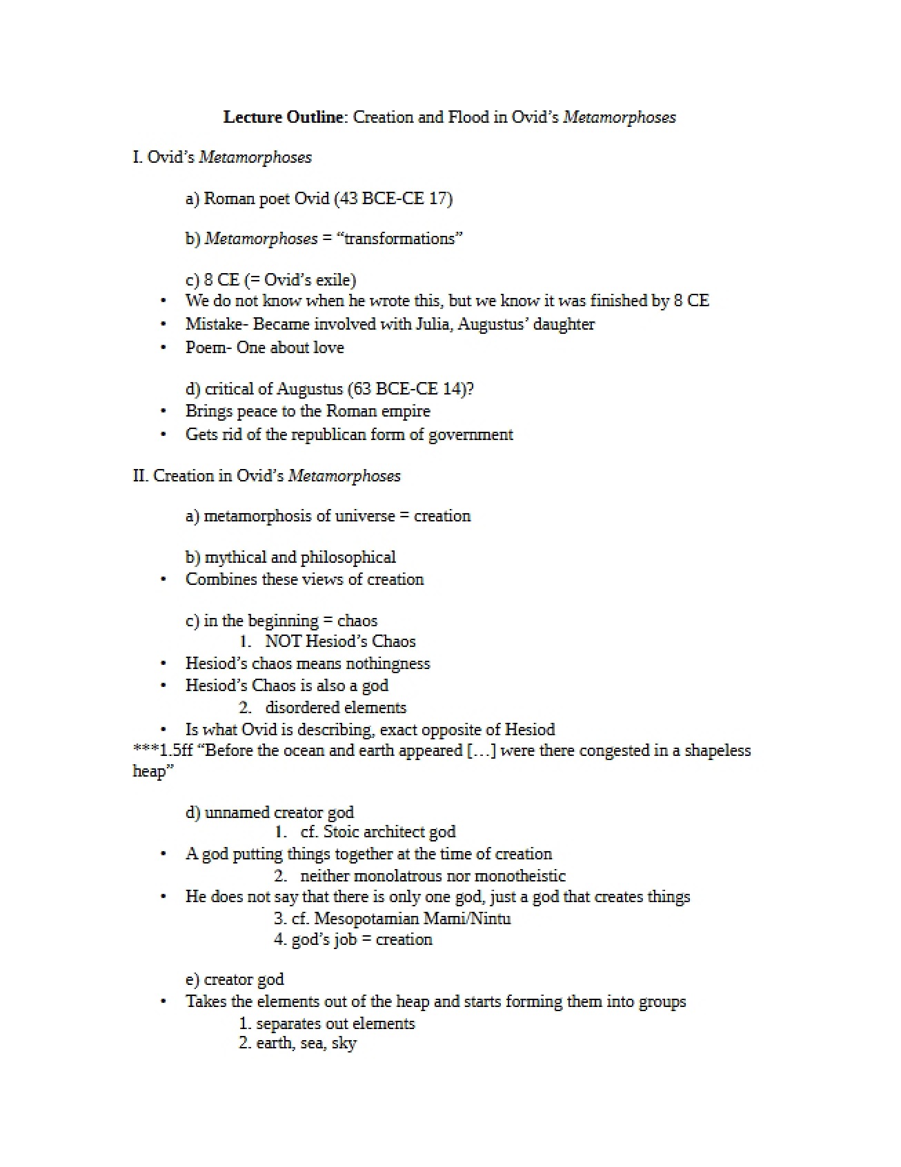 Comprehensive Study of Ovid's Metamorphoses
