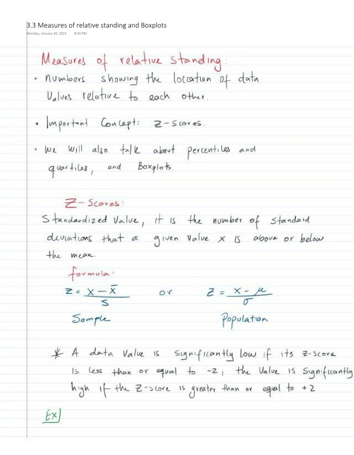 Boxplots and Measures of Relative Standing