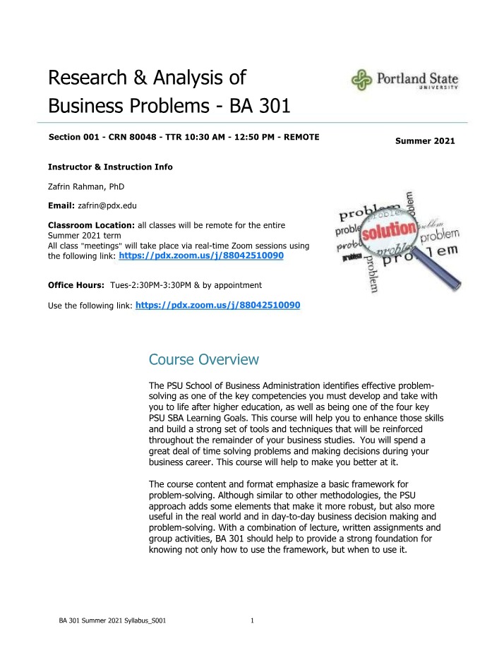 BA 301 Syllabus - Summer 2021