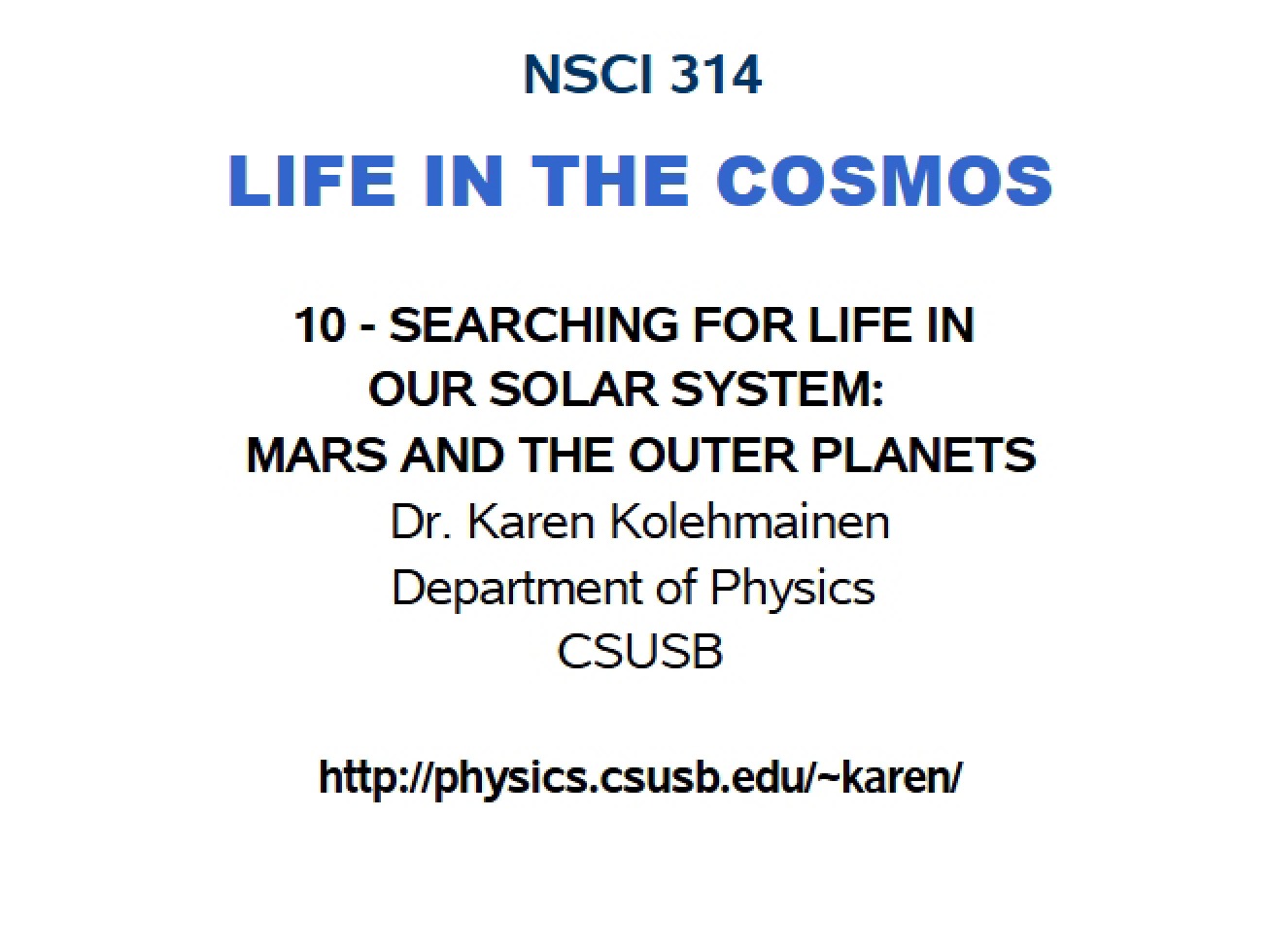 Outer Planets and Mars I