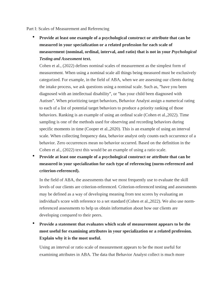 Scales of Measurement and Referencing