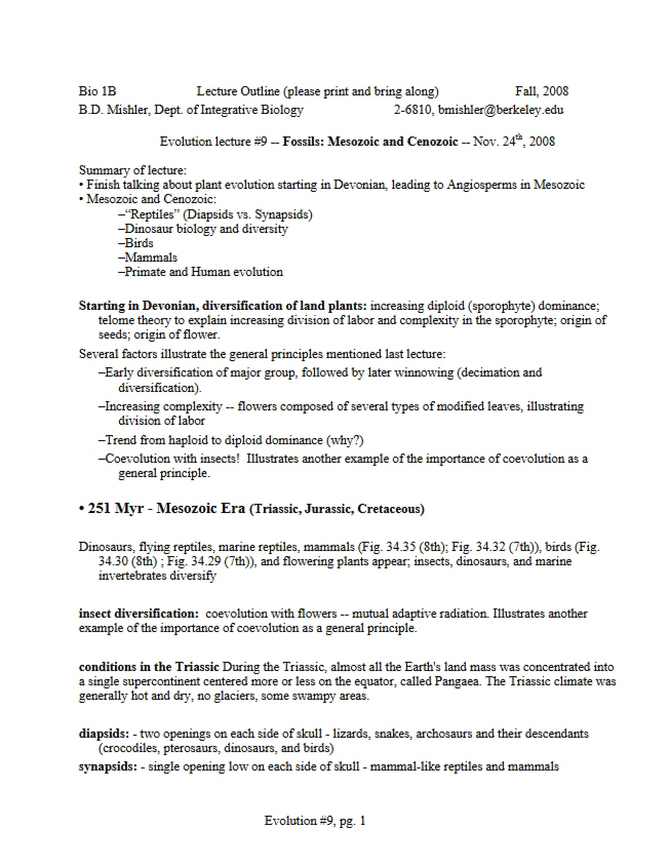 Daily Lecture Outline