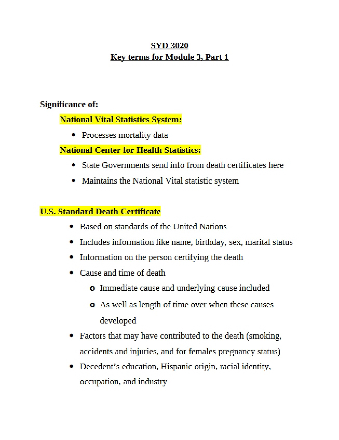 Module 3 Part 1 Key Terms