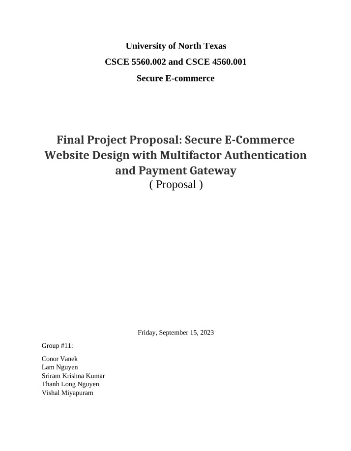 Design Proposal - Secure E-Commerce Website with Multifactor Authentication and Payment Gateway