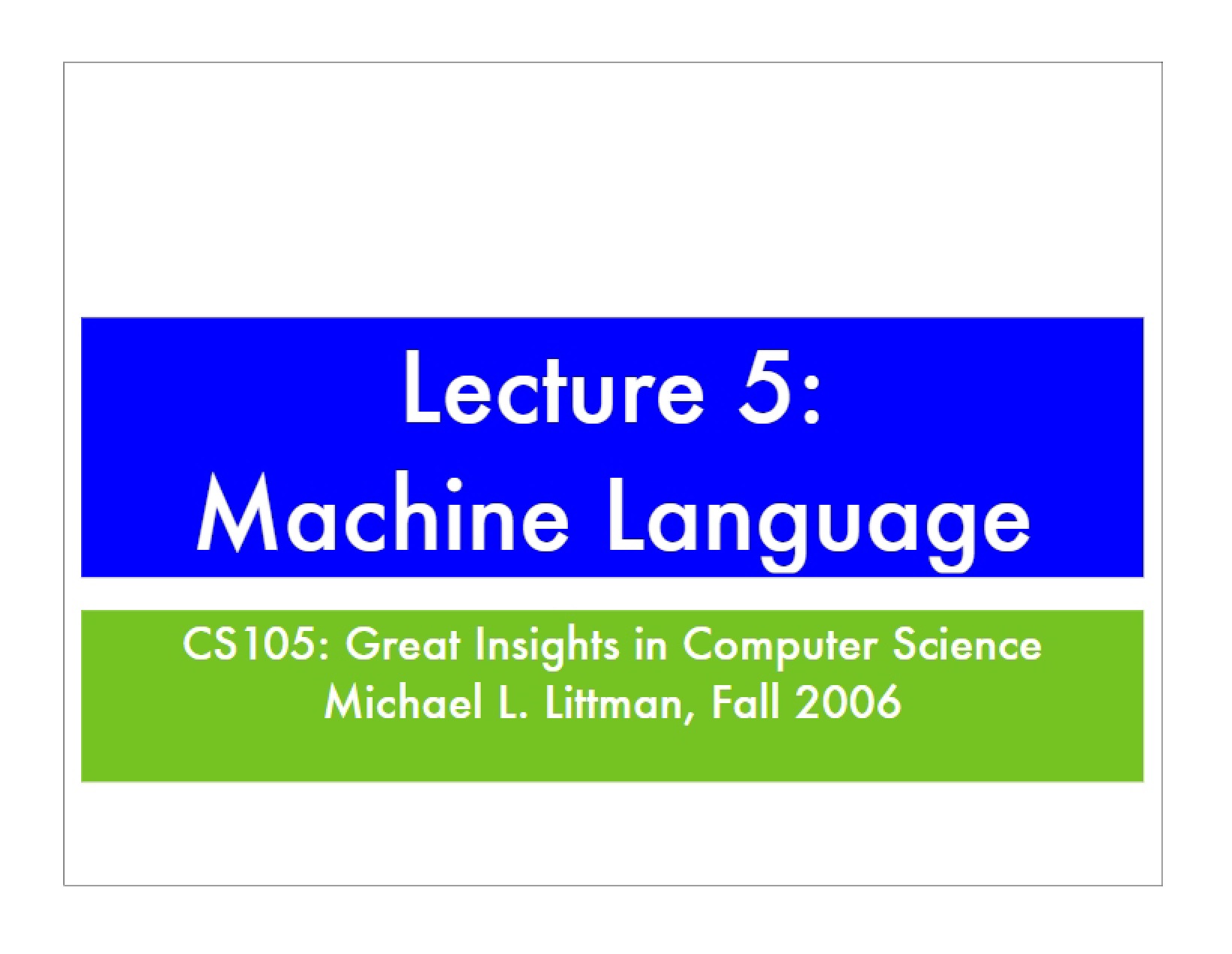 Language of Machines