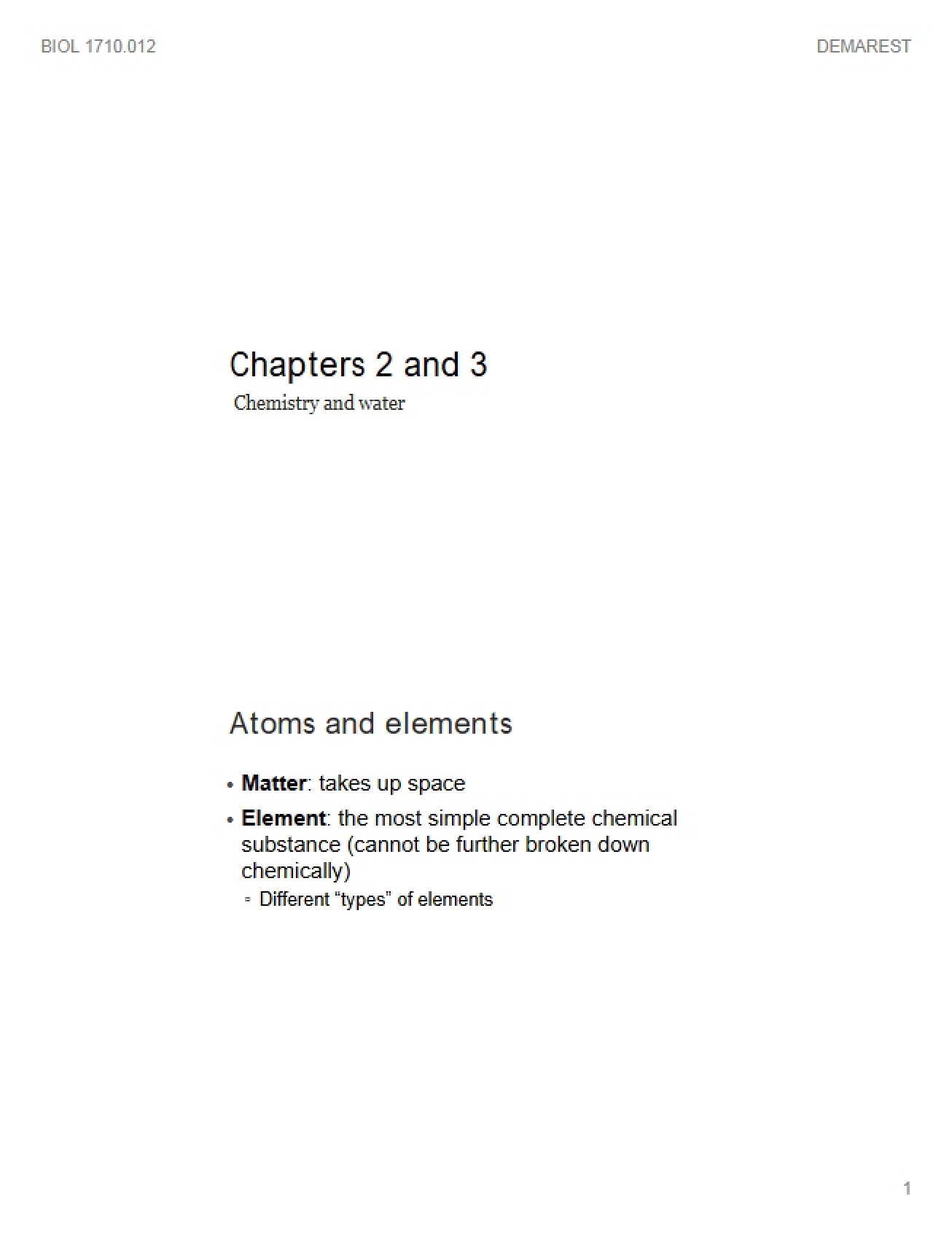 Notes on Chapters Two and Three