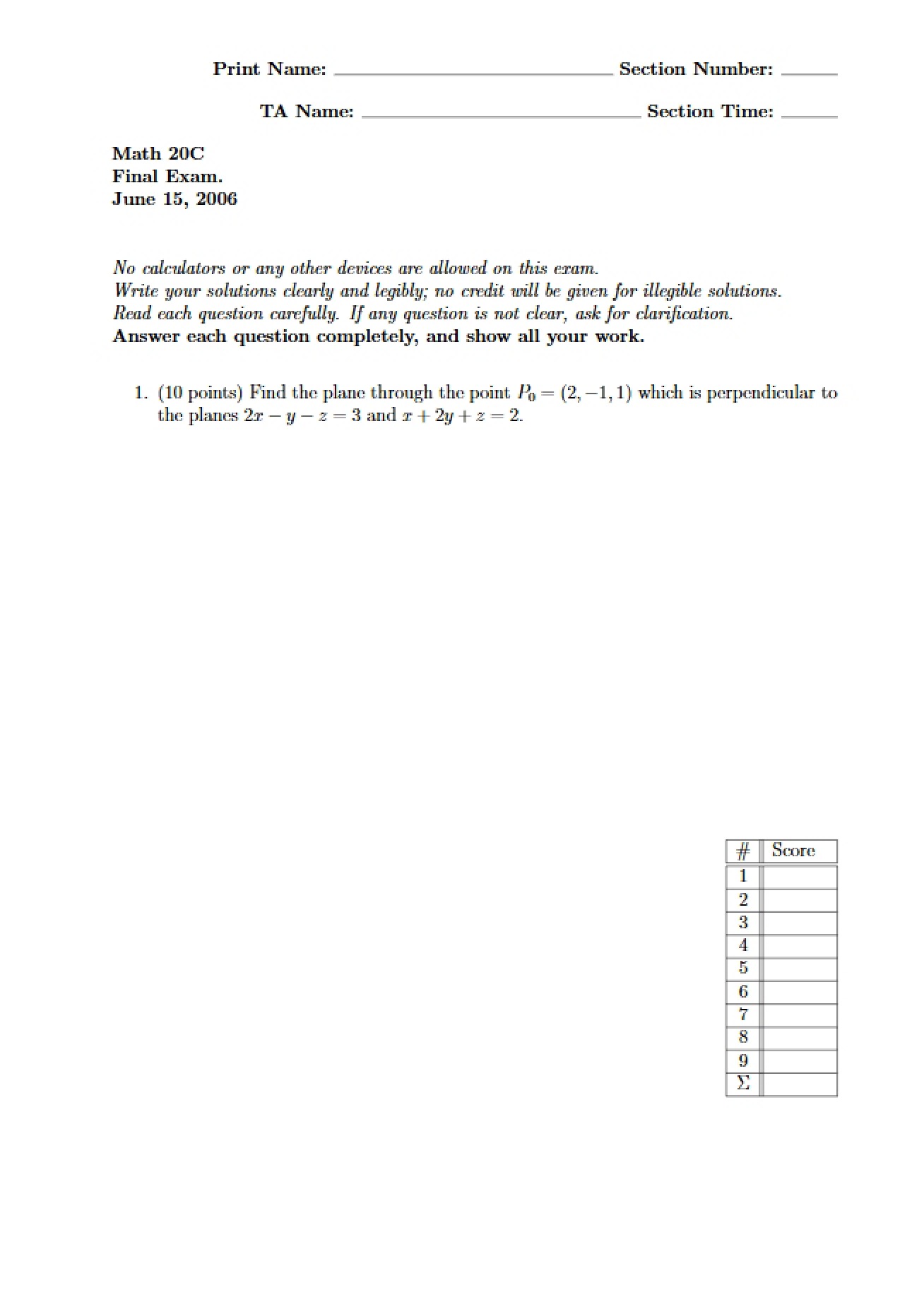 Final Examination