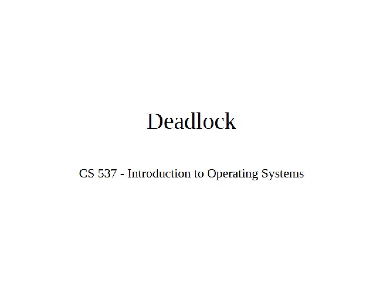 Deadlock Concepts
