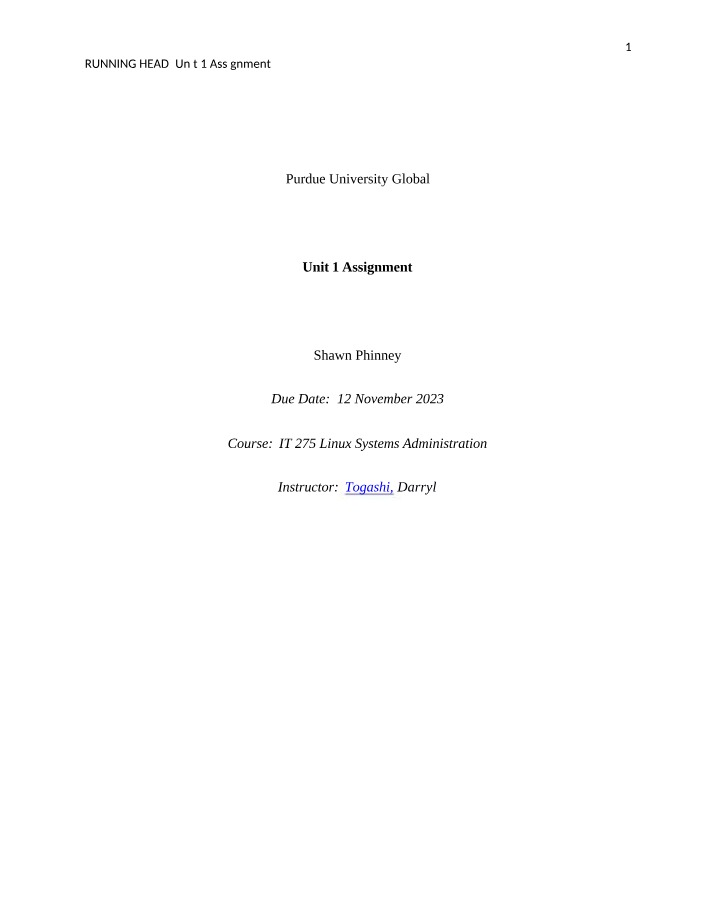 Unit 1 Assignment - Linux Systems Administration