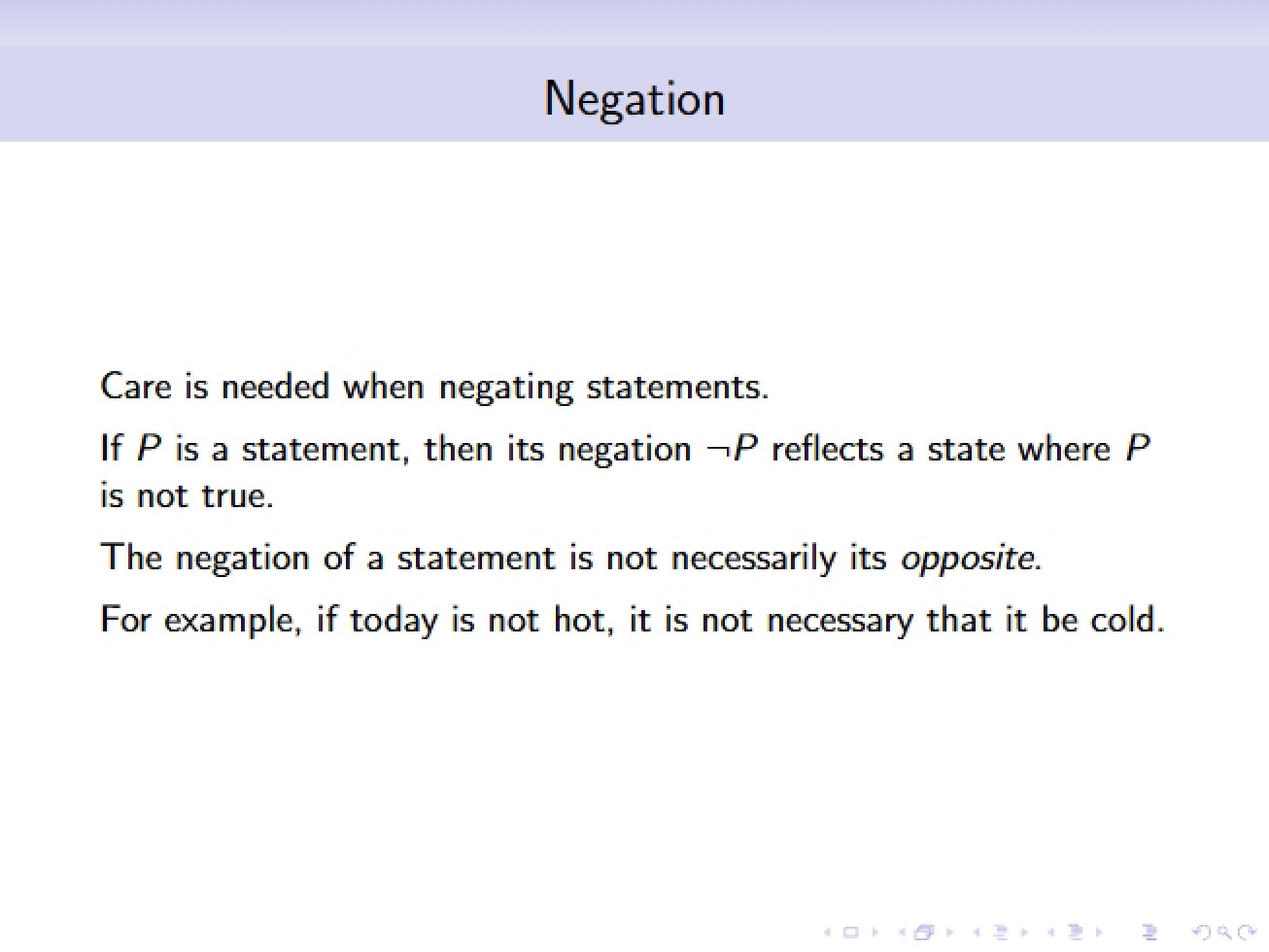 Negation in Imperative Programming