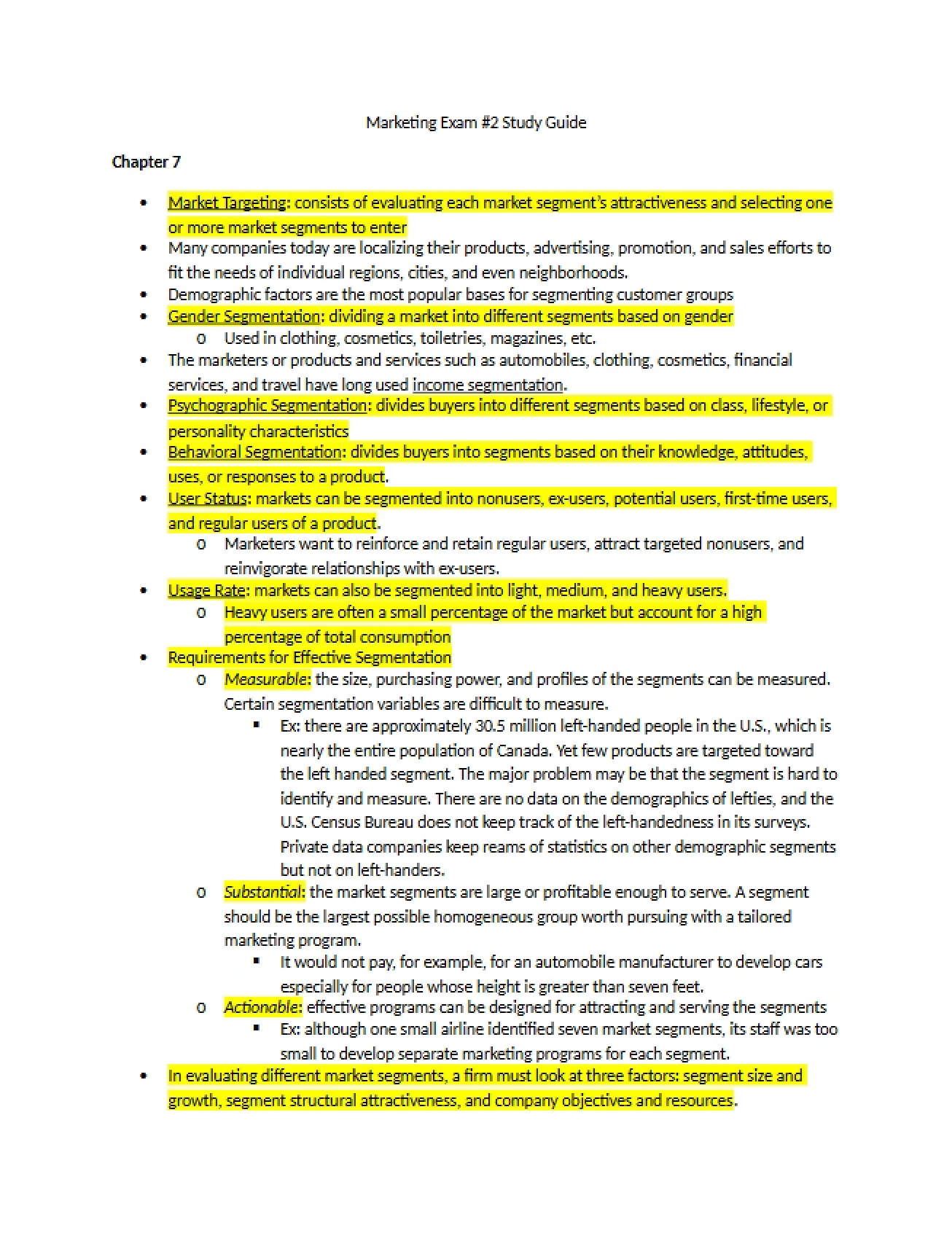 Study Guide for Second Exam