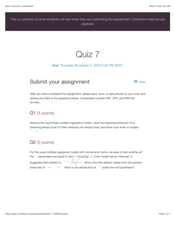 Solutions for Quiz 7