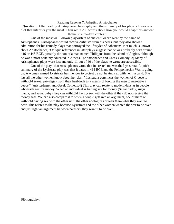 CLAS160B1 - Reading Response 7