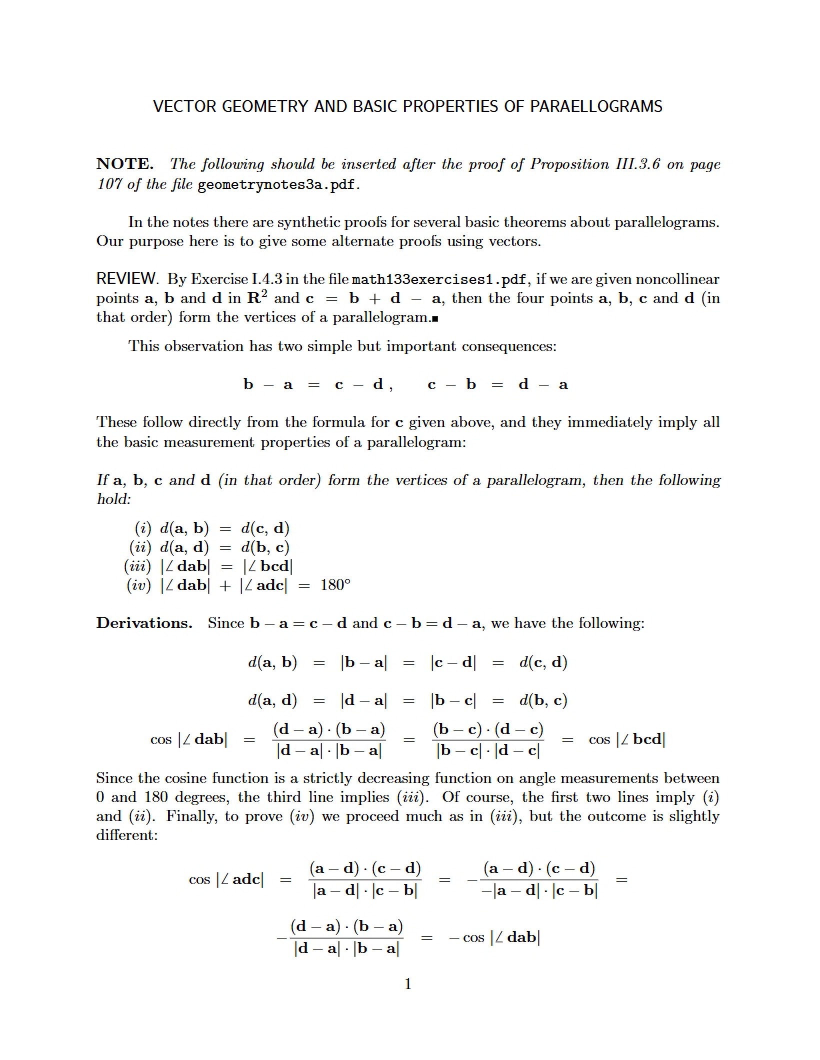 Geometry of Vectors