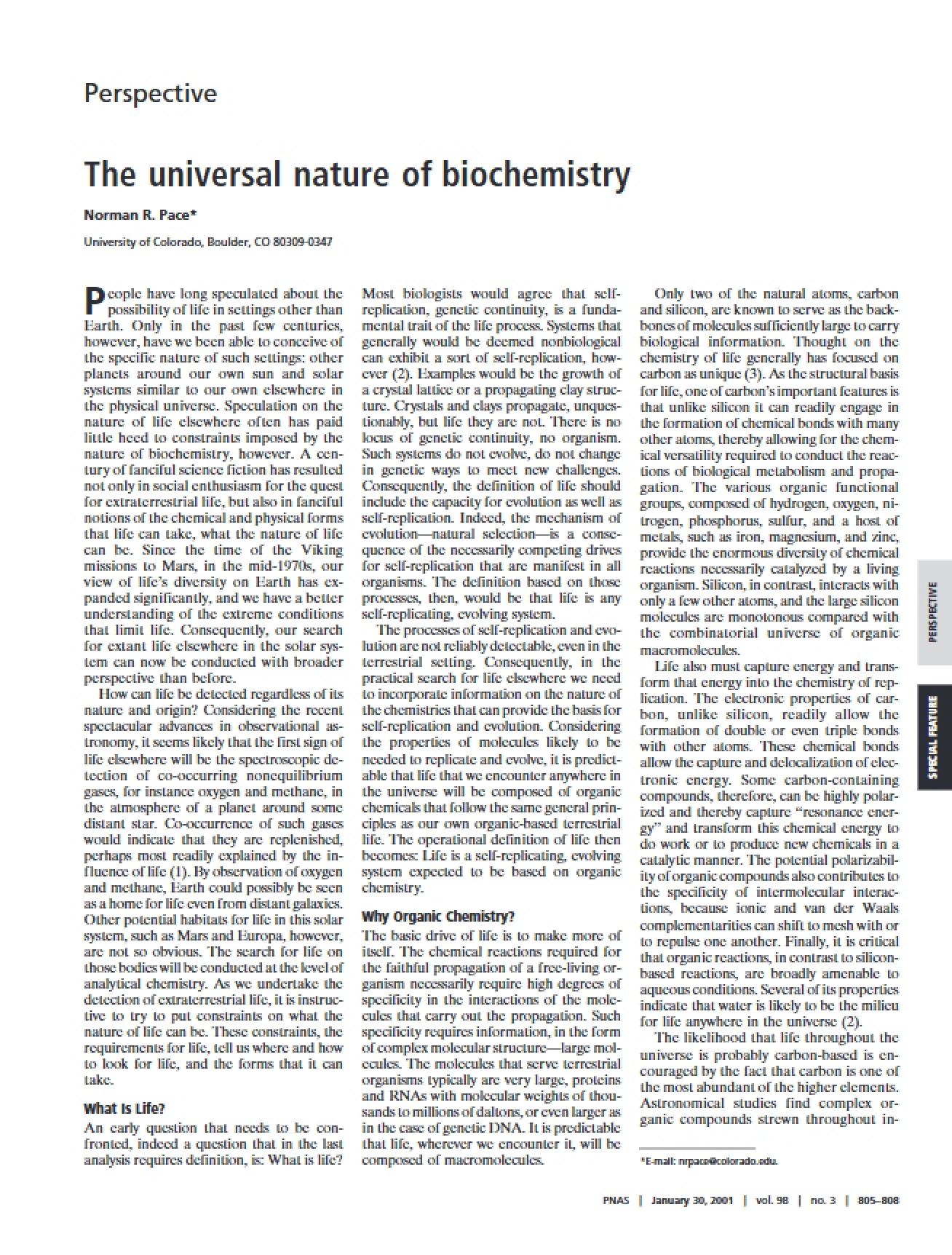 Universal Nature of Biochemistry