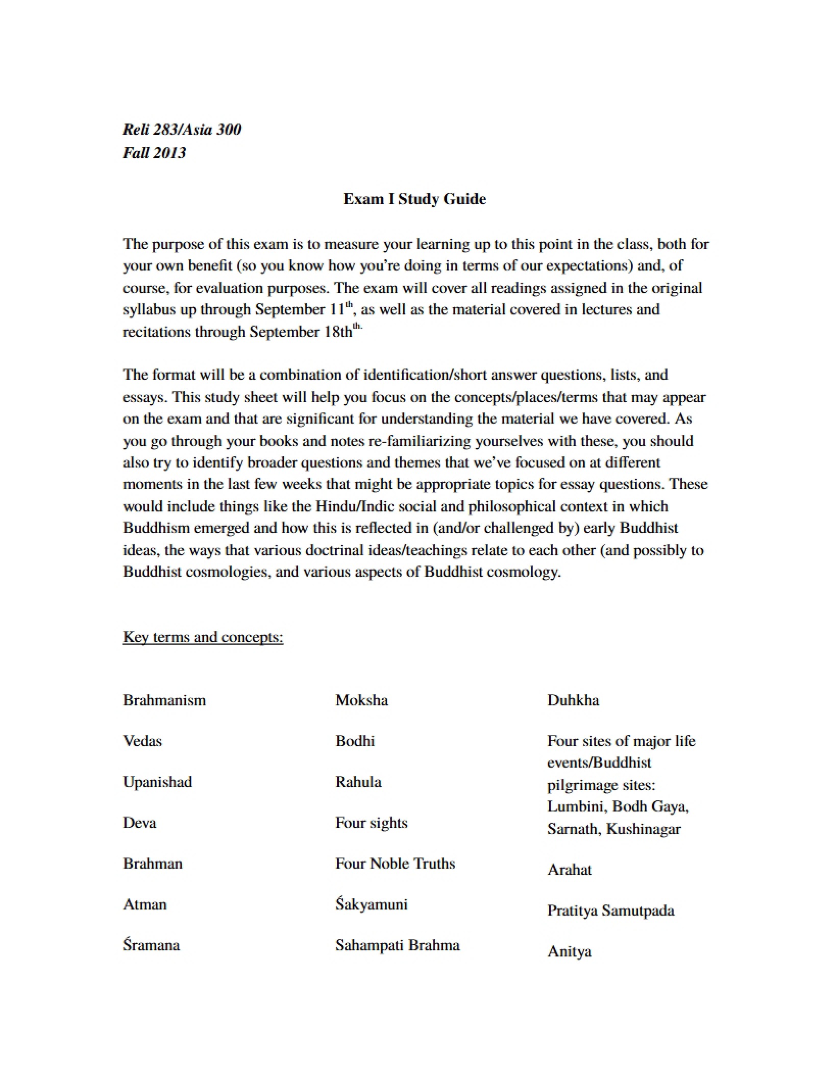 Midterm 1 Study Guide Reli 283