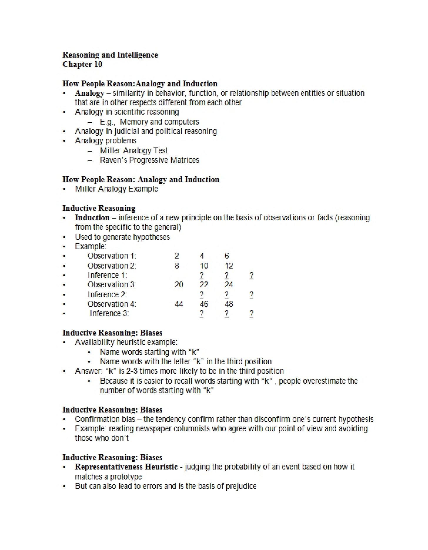 Intelligence and Reasoning