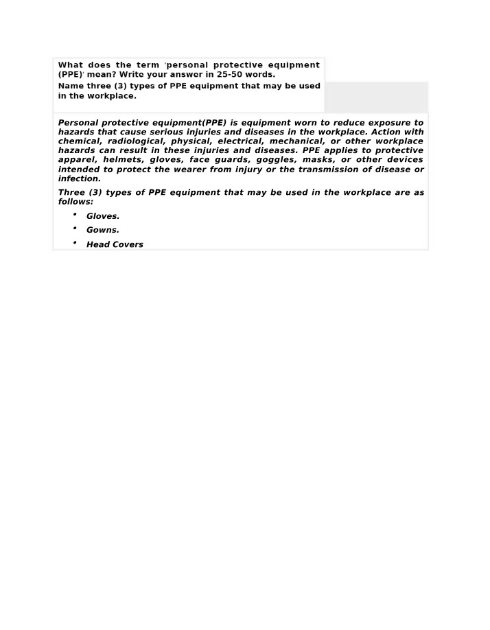 Personal Protective Equipment (PPE) Overview