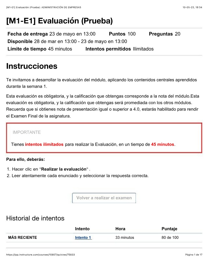 Evaluación de Administración de Empresas