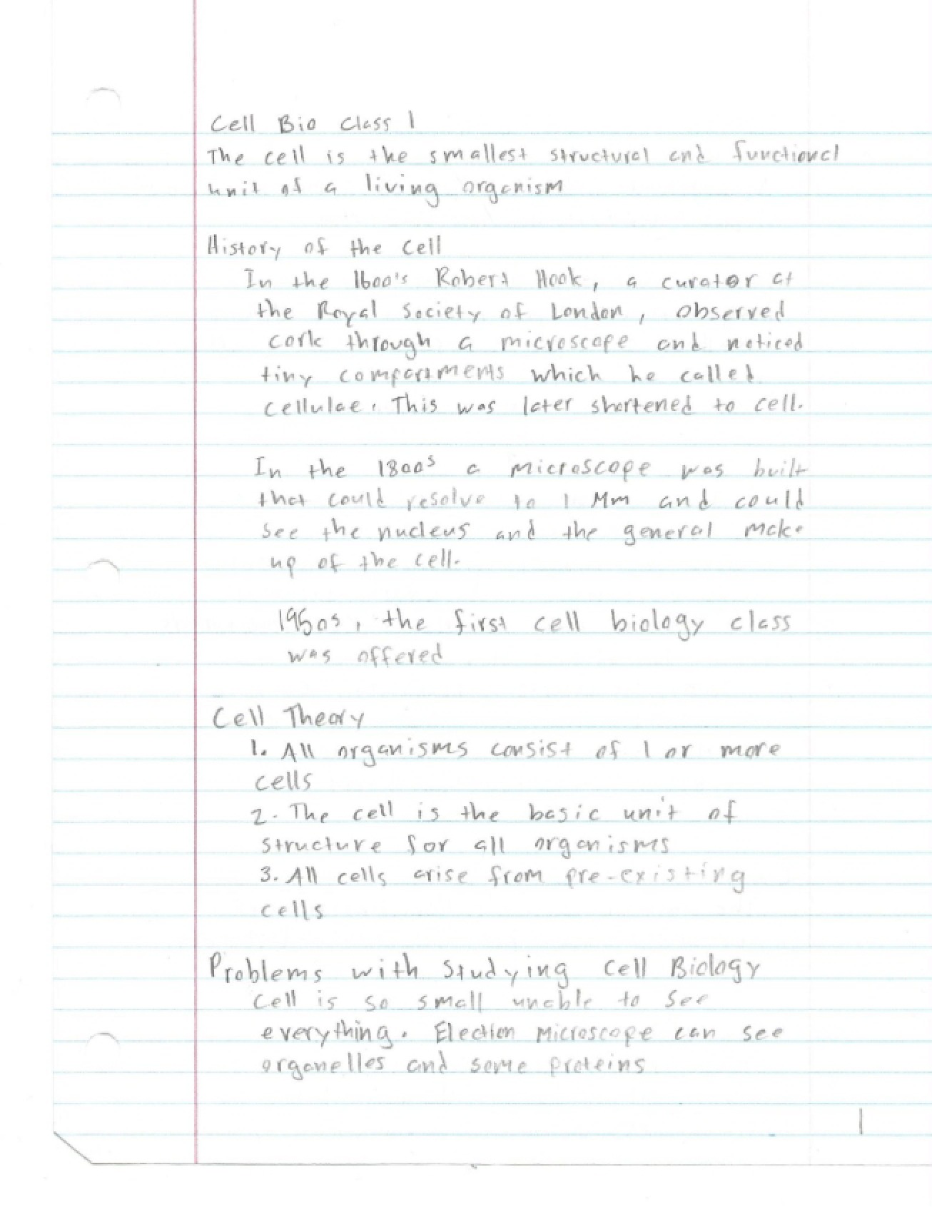 Notes on Cell Biology