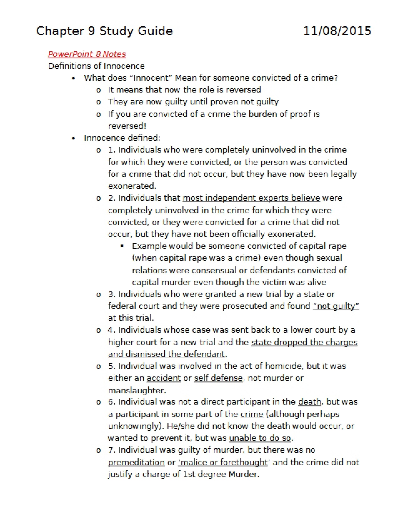 Various Definitions of Innocence