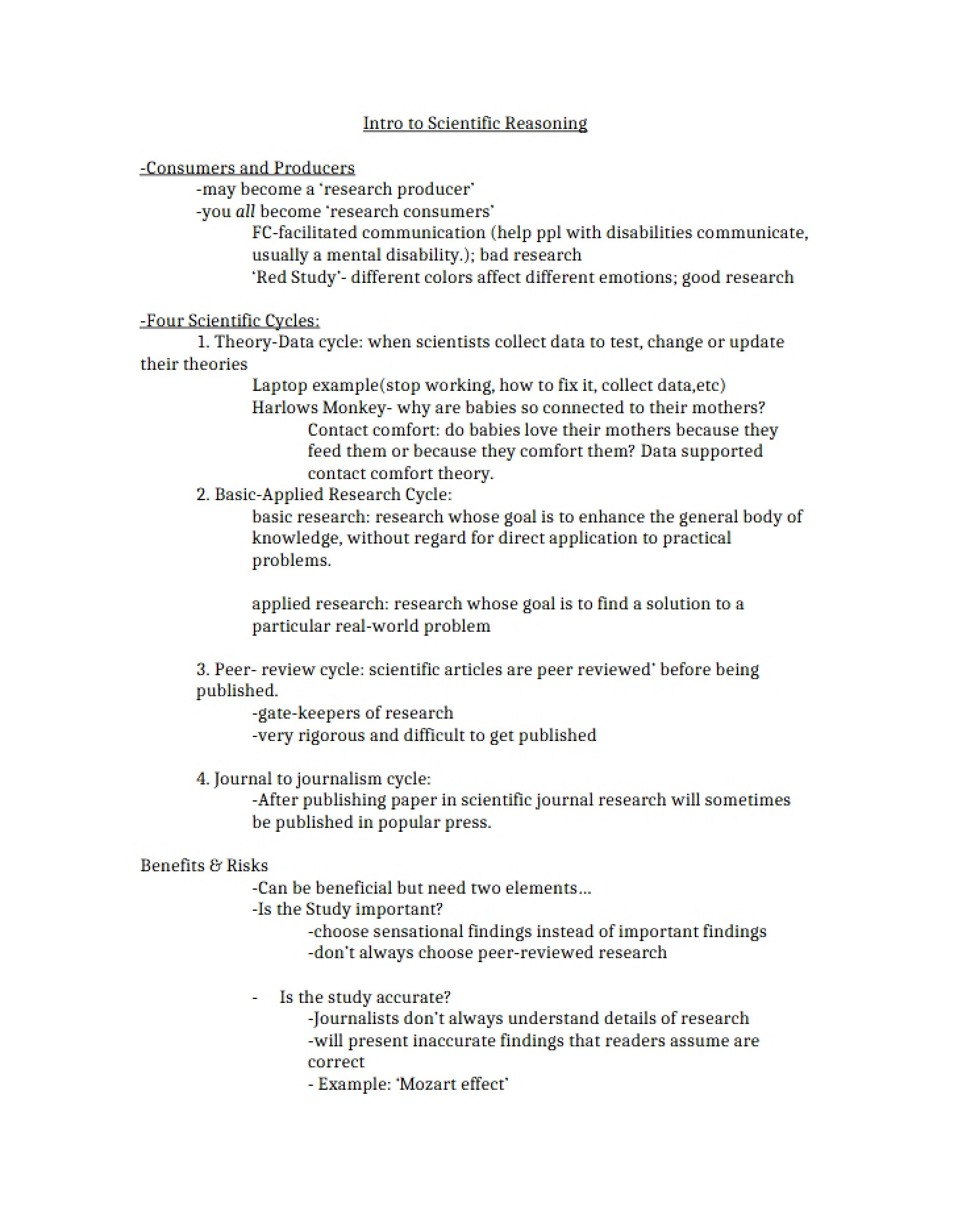 Scientific Reasoning Introduction