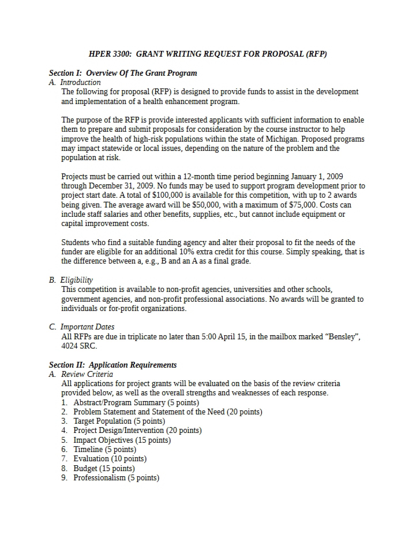Request for Proposal (RFP)